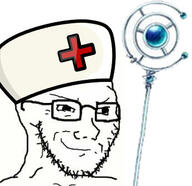 closed_mouth clothes doctor glasses hat smile smug soyjak staff stubble variant:soyak // 346x336 // 44.3KB