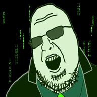 animated clothes glasses glowing matrix necktie open_mouth soyjak stubble variant:shotjak // 720x480 // 16.9MB