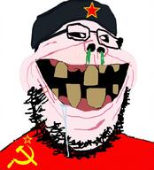 booger commie communism drool hammer_and_sickle retard retarded soyjak star_(symbol) subvariant:retarded_gapejak variant:gapejak // 930x1024 // 292.7KB