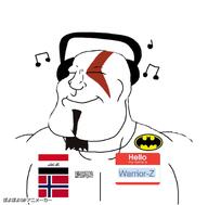 Warrior-Z(user) animated batman beard closed_eyes ext=gif glasses headphones hello_my_name_is_(sticker) iraq kratos music music_note norway poyopoyo smile subvariant:mexiaryan // 400x394 // 313.1KB
