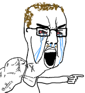 arm bloodshot_eyes brown_hair chud clothes coomer crying eyebags gooner moustache muscular_male pointing red_eyes series:coomers_&_gooners shaved sweating teeth template tired variant:chudjak vein white_background white_skin // 928x1026 // 77.1KB