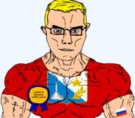 arm award blue_eyes buff christianity closed_mouth clothes eastern_orthodox eyes_like_the_o-o-cean flag flag:russia flag:sevastopol glasses hair orthodox_cross russia russo_ukrainian_war seethe sevastopol soyjak star_(symbol) subvariant:chudjak_front subvariant:muscular_chud text transparent transparent_background tshirt ukraine variant:chudjak vein yellow_hair // 1059x929 // 102.1KB