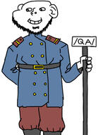 arm closed_mouth clothes ear hand holding_object qa_(4chan) redraw sign smile soyjak stubble text variant:impish_soyak_ears // 990x1364 // 303.2KB