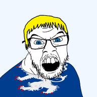 animal blue_eyes clothes country county flag flag:halland glasses hair halland lion mustache open_mouth soyjak stubble sweden teeth tongue transparent_background variant:feraljak yellow_hair // 1500x1500 // 139.7KB