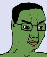 closed_mouth frog glasses green green_skin hair pepe soyjak variant:chudjak // 645x770 // 17.4KB