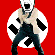 animated dance flag full_body gangnam_style glasses irl nazism open_mouth push_pin soyjak sticky stubble swastika variant:cobson // 300x460 // 305.7KB