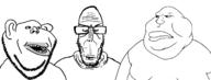 3soyjaks booger closed_mouth clothes ear european_union fat glasses hair looking_to_the_left looking_to_the_right mcdonalds mexico mustache mutt_trio obese open_mouth series:muttverse soyjak stubble subvariant:euromutt subvariant:impish_amerimutt teeth template variant:impish_soyak_ears variant:markiplier_soyjak variant:meximutt // 2162x824 // 57.3KB