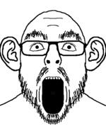 ear glasses mustache open_mouth soyjak stubble variant:flartson // 410x524 // 21.6KB