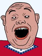 amerimutt arkansas black_sclera clothes ear flag flag:arkansas hair mcdonalds open_mouth red_shirt soyjak star_(symbol) state stubble teeth transparent_background united_states variant:alicia // 418x555 // 28.4KB