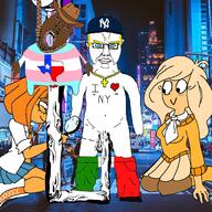 blood bloodshot_eyes blue_eyes brown_skin bwc coco_(ongezellig) cross cross_pendant crying flag flag:italy flag:texas flag:transgender_pride_flag hanging i_love irl_background italy meta:pornographic_content mymy neovagina new_york nyc open_mouth orange_hair orange_skin rope soyjak suicide texas tongue tranny variant:bernd variant:chudjak white_skin yellow_hair // 2048x2048 // 464.4KB