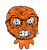 angry arm bald eyebrows full_body glasses jubille_(user) leg looking_at_you name_tag nose orange_skin seething stubble subvariant:fun_sized_feraljak teeth text variant:feraljak white_background wrinkles // 166x177 // 5.5KB
