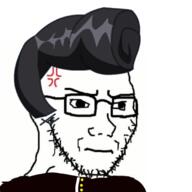 anger_mark closed_mouth clothes delinquent glasses hair soyjak stubble subvariant:soyak_(irritated) variant:soyak // 680x680 // 224.8KB