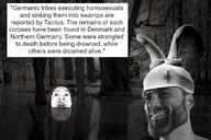 Tacitus death denmark gay germanic germany gigachad hair heathenry history irl open_mouth paganism quote smile soyjak swamp teeth text tranny variant:bernd winged_helmet // 1024x683 // 158.5KB