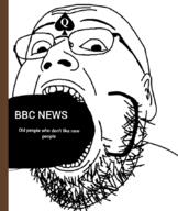 bbc british_broadcasting_corporation creative_commons_license ear glasses meta:pornographic_content open_mouth pun queen_of_spades redraw soyjak stubble subvariant:wikigape tongue variant:gapejak wikipedia // 720x851 // 165.7KB