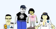 4soyjaks asian asics award aznidentity_(reddit) belt bernie_sanders button closed_mouth clothes disney female full_body gap_(clothing_brand) glasses hair hapa holding_phone incel intel jeans lips mickey_mouse minnie_mouse open_mouth reddir ron_paul shoe sock soyjak stubble subvariant:chudjak_front subvariant:female_cobson sweatpants teeht teeth text transparent transparent_background tshirt united_states university_of_california_berkeley variant:chudjak variant:soykio_kid white_pride white_shirt white_supremacy yellow_skin yellow_teeth // 2253x1177 // 889.5KB
