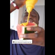 animated meta:compressed meta:not_oc meta:possibly_duplicate music mustard mustard_(user) negro nigger selfish_little_fuck subvariant:condiment tiktok variant:feraljak variant:soyak video watermelon yellow_skin // 720x720, 14.3s // 2.5MB