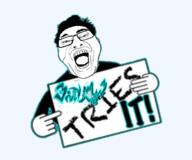 darksydephil dsp glasses hair hand holding_object open_mouth pointing soyjak text variant:vinluvjak vinluv // 480x400 // 120.0KB