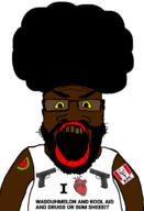 afro beard black_skin glasses gun heart i_love kfc nigger open_mouth red_lips rotten_teeth subvariant:science_lover variant:markiplier_soyjak watermelon yellow_sclera // 800x1174 // 70.4KB