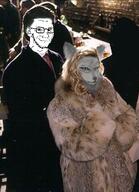 american_psycho blond blue_eyes christian_bale clothes fur_coat furry reese_witherspoon sisa smug stubble suit variant:soyak white_skin wolf // 736x1014 // 253.3KB