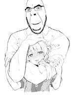 anime bwc choke_hold clothes glasses headlock idolmaster morikubo_nono smile soyjak strangling stubble variant:cobson // 800x1050 // 139.3KB