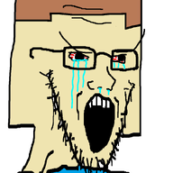 bloodshot_eyes brown_hair clothes crying glasses hair large_eyebrows minecraft open_mouth soyjak square_head steve_(minecraft) stretched_mouth stubble variant:soyak video_game white_skin // 792x1000 // 21.0KB