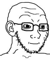 closed_mouth ear glasses smile soyjak stubble tired variant:soyak // 632x756 // 24.8KB