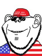 cap clothes country donald_trump ear flag glasses hat maga smile soyjak star stubble sunglasses united_states variant:impish_soyak_ears // 598x800 // 79.2KB