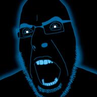 BBGHAST B_B_GHAST_(namefag) artist:Keys blue_body cuck gay glasses glowing mouth series:chudtwt shadowy_figure soytans_wife stubble the_master_stuff variant:cobson // 721x720 // 2.0MB