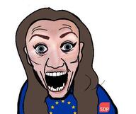 blue_eyes brown_hair clothes ear europe european_union female flag flag:european_union hair meta:tagme open_mouth sanna_marin sdp soyjak star_(symbol) subvariant:la_perra_celosa variant:el_perro_rabioso white_skin // 476x400 // 26.8KB