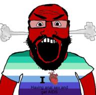 aids angry arm beard clothes faggot flag flag:ftm_gay ftm gay heart i_love lgbt red_skin steam subvariant:science_lover tshirt variant:markiplier_soyjak // 800x789 // 165.6KB