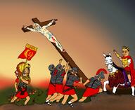 armor art blood bloodshot_eyes body_paint caesar caesars_legion cape celt cross crucifixion drawn_background fire gladius glasses helmet horse laurel legionary multiple_soyjaks mustache nails open_mouth painting pelt roman_legionary_helmet rome salute sandals shorts side_profile smile smug standard straight-arm_salute subvariant:feralsquirrel swastika tattoo tongue trend:squirreljakking variant:chudjak variant:feraljak variant:isaac // 1470x1200 // 224.0KB