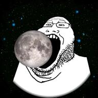double_chin eating fat glasses markiplier meta:high_resolution meta:tagme moon open_mouth outer_space soyjak space stubble variant:markiplier_soyjak2 // 3240x3240 // 4.6MB