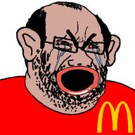 amerimutt balding big_ears crying double_chin ear fat hair mcdonalds mulato mutt mutt_lips variant:cryboy_soyjak // 1280x1280 // 94.2KB