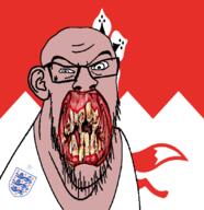 angry animal british distorted ear england flag flag:leicestershire flower fox glasses hair irl leicestershire lion open_mouth plant rotten_teeth soyjak stubble teeth united_kingdom variant:feraljak white_skin yellow_teeth you_were_one_i_ker // 1048x1081 // 298.4KB