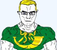 arm aryan blue_eyes british buff closed_mouth clothes ear england flag flag:huntingdonshire glasses hair horn hunting_horn huntingdonshire soyjak subvariant:chudjak_front subvariant:muscular_chud tshirt united_kingdom variant:chudjak vein yellow_hair // 1059x929 // 128.5KB