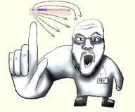arm art clothes drawfag drawing full_body glasses hand me mustache name_tag open_mouth pointing request shoe soyjak stubble tshirt variant:pointjak // 1168x972 // 356.8KB