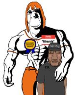 2soyjaks arm ascence_(user) award biting_lip blush breasts brown_skin buff clothes esl female flag:quebec_pride full_body ginger groomer hair hand hat hello_my_name_is_(sticker) leg looking_at_you meta:namefags miranda(groomer) muscles ominous rape red_eyes shadow smile subvariant:chudplier subvariant:hornyson teeth text variant:cobson variant:markiplier_soyjak white_background white_skin yellow_sclera // 1080x1334 // 417.7KB
