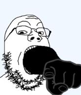 arm black_skin glasses hand open_mouth pointing pointing_at_viewer soyjak stubble variant:gapejak // 791x922 // 47.2KB