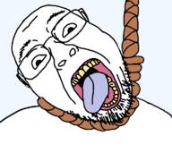glasses hair hanging open_mouth rope soyjak stubble suicide teeth template tongue transparent transparent_background variant:bernd yellow_teeth // 768x719 // 23.5KB