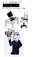 alarm arm art chair clothes drawfag drawing drawn_background full_body gemerald_(schlog) glasses hand request shoe smile soyjak stubble subvariant:wholesome_soyjak suit text variant:gapejak // 1372x2276 // 612.8KB