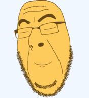 closed_eyes closed_mouth emoticon glasses grin series:soymoji smile soyjak stubble variant:cobson yellow yellow_skin // 721x789 // 37.4KB