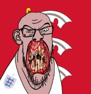 angry animal british distorted ear england essex flag flag:essex flower glasses hair irl lion open_mouth plant rotten_teeth soyjak stubble sword teeth united_kingdom variant:feraljak white_skin yellow_teeth you_were_one_i_ker // 1048x1081 // 342.6KB