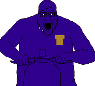 badge black_eyes creepy distorted evil five_nights_at_freddy's glasses ominous open_mouth purple_guy purple_skin riding scooter soyjak stubble transparent variant:blartjak white_pupils william_afton // 684x625 // 28.3KB