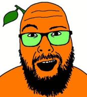beard froot glasses open_mouth orange_skin soyjak stem variant:chai_breakfast // 500x555 // 252.0KB