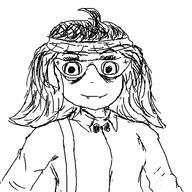 bowtie closed_mouth fangs glasses hair monochrome nose oekaki variant:soytan // 500x500 // 41.5KB