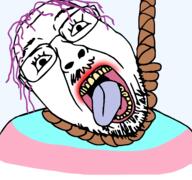 flag glasses hair hanging mustache open_mouth purple_hair rope soyjak stubble suicide template tongue tranny variant:bernd yellow_teeth // 4792x4485 // 2.3MB