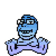 animated blue blue_skin bouncing calm closed_mouth crossed_arms ext=gif foot glasses meta:not_oc pixel_art sitting soyjak subvariant:wholesome_soyjak variant:gapejak // 100x100 // 18.4KB