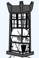 bloodborne bloodshot_eyes cage clothes crying glasses hat large_eyebrows open_mouth soyjak stretched_mouth stubble variant:soyak video_game // 1061x1574 // 188.5KB