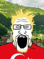 blue_eyes clothes country flag flag:turkiye glasses hair irl_background open_mouth soyjak stubble turkiye variant:markiplier_soyjak yellow_hair // 772x1029 // 722.9KB