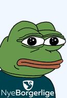 amphibian bald closed_mouth clothes danish denmark europe european frog green_skin lips looking_at_you nas nas:pepe nye_borgerlige pepe pepe_the_frog politics shield swan transparent_background tshirt // 1344x1973 // 84.7KB